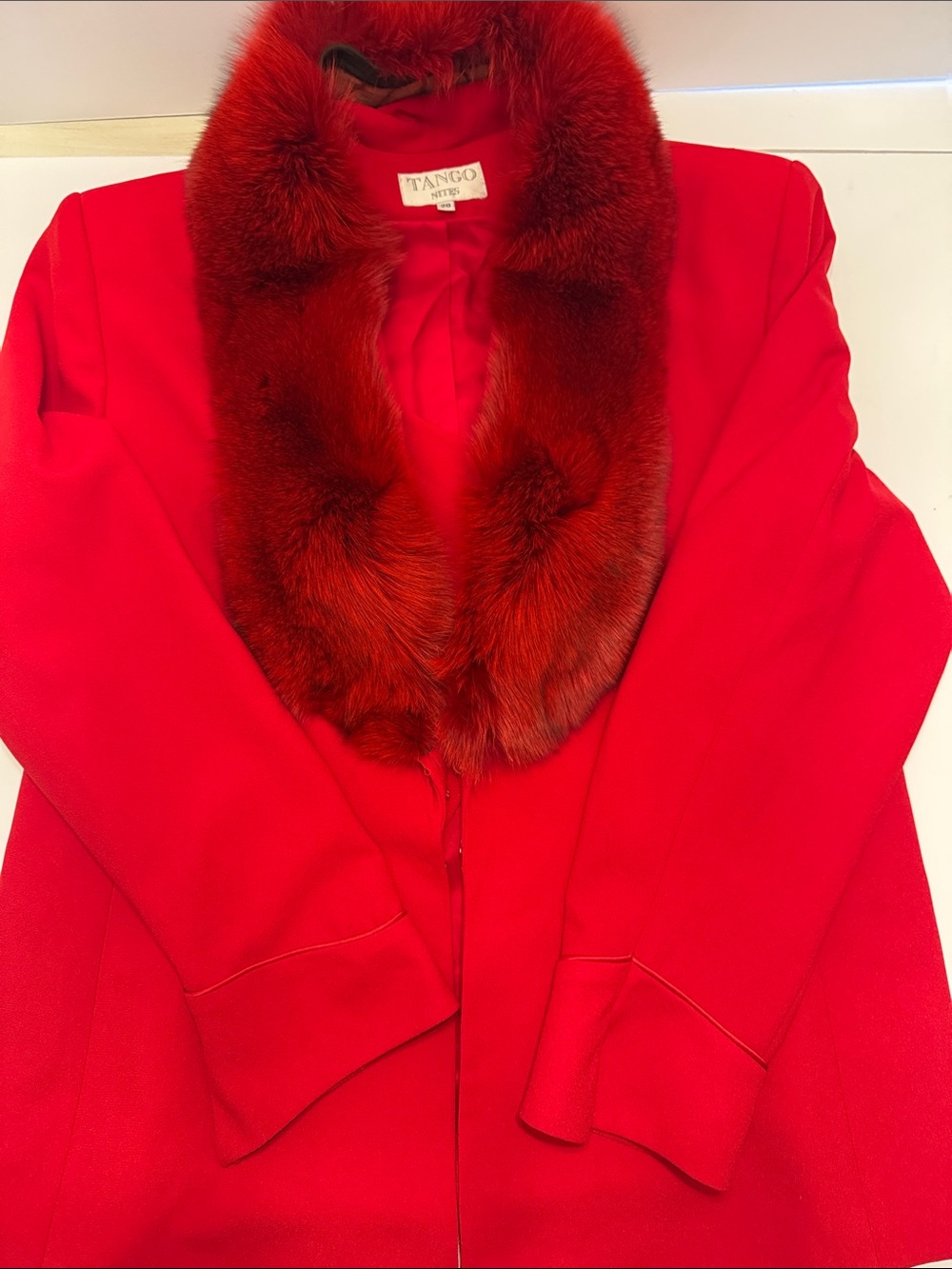 90’s vintage Tango nights Red faux fur collar suit coat